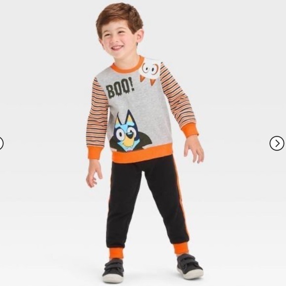 MOOSE Toddler Boys Bluey Bingo Halloween Fleece Sweatshirt and Bottom Set 2T - Picture 4 of 16